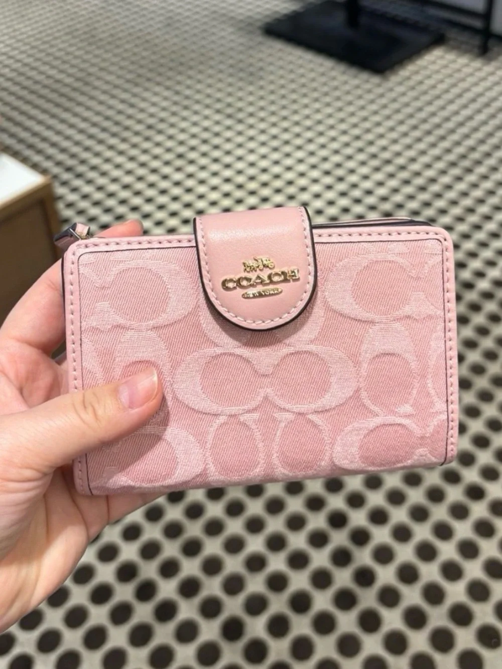 Coach Medium Corner Zip Wallet Pink Denim
